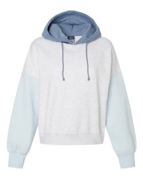 MV Sport Women's Sueded Fleece Colorblocked Crop Hooded Sweatshirt thumbnail 3