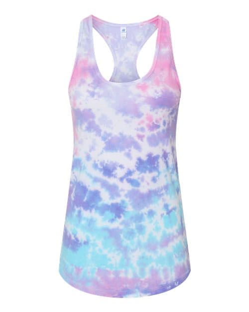 Colortone Women's Tie-Dyed Racerback Tank Top thumbnail 3