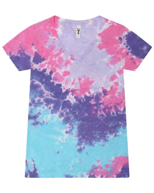Colortone Women's Tie-Dyed V-Neck T-Shirt thumbnail 2