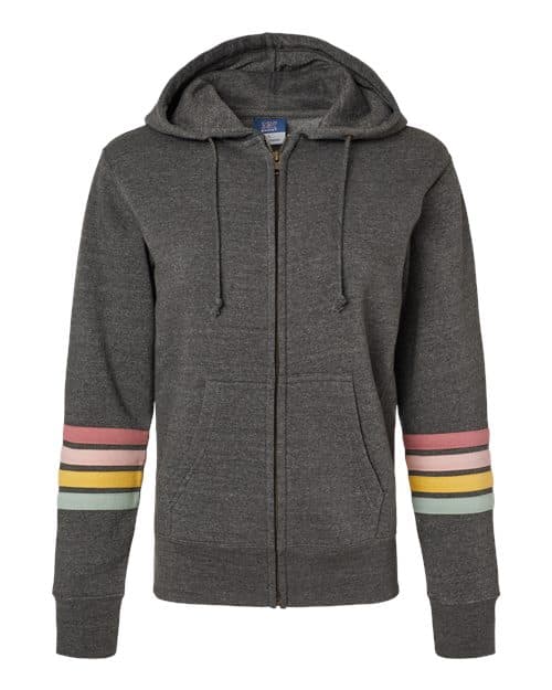 MV Sport Women's Striped Sleeves Full-Zip Hooded Sweatshirt thumbnail 3