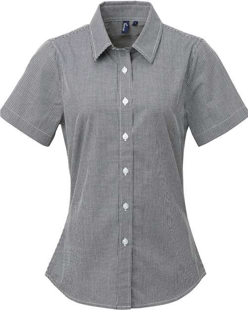 Artisan Collection by Reprime Women's Microcheck Gingham Short Sleeve Cotton Dress Shirt thumbnail 3