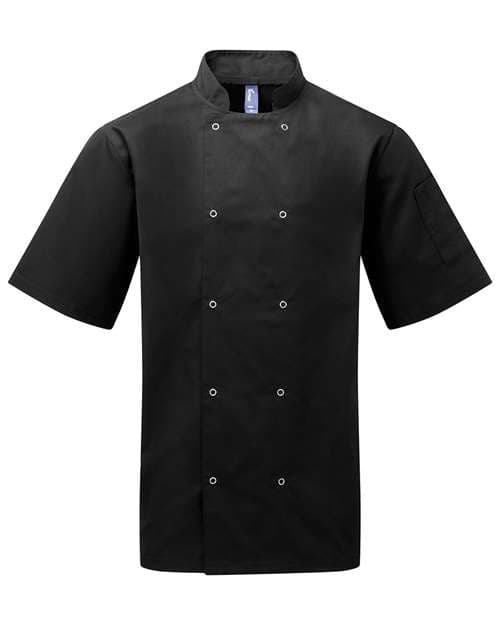 Artisan Collection by Reprime Unisex Ten Studded Front Short Sleeve Chef Coat thumbnail 3