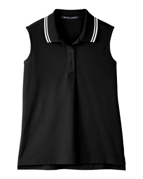 Devon & Jones Women's CrownLux Performance® Plaited Tipped Sleeveless Polo thumbnail 3