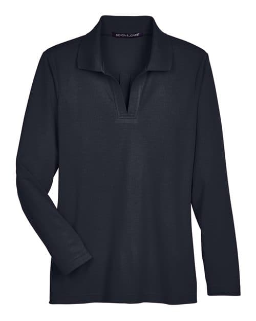 Devon & Jones Women's CrownLux Performance® Plaited Long Sleeve Polo thumbnail 3