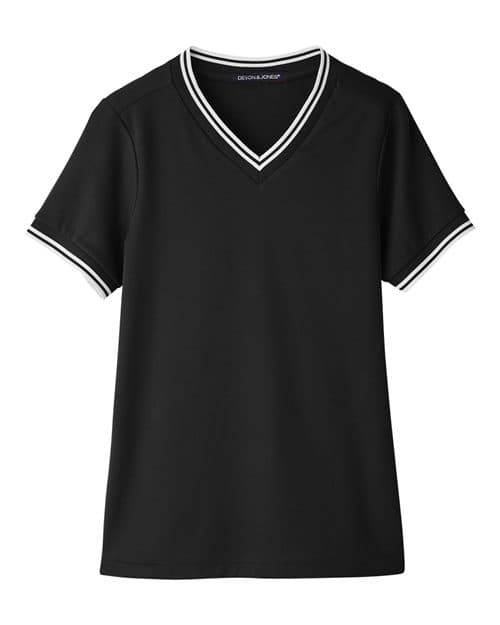 Devon & Jones Women's CrownLux Performance® Plaited Tipped V-Neck Shirt thumbnail 3