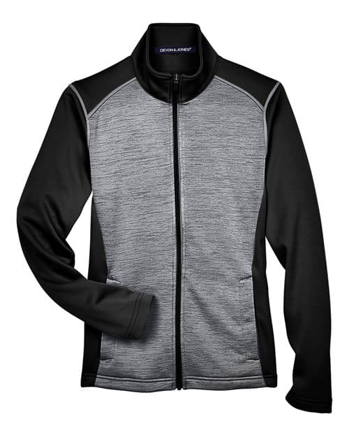 Devon & Jones Women's Newbury Colorblock Mélange Fleece Full-Zip Jacket thumbnail 3