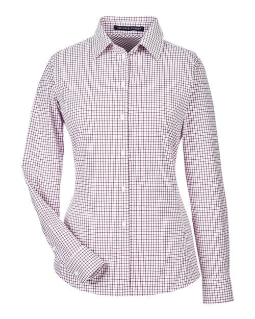 Devon & Jones Women's CrownLux Performance® Micro Windowpane Woven Dress Shirt thumbnail 3
