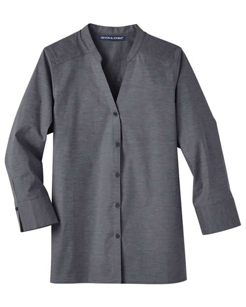 Devon & Jones Women's Crown Collection® Stretch Pinpoint Chambra Three-Quarter Sleeve Shirt thumbnail 3