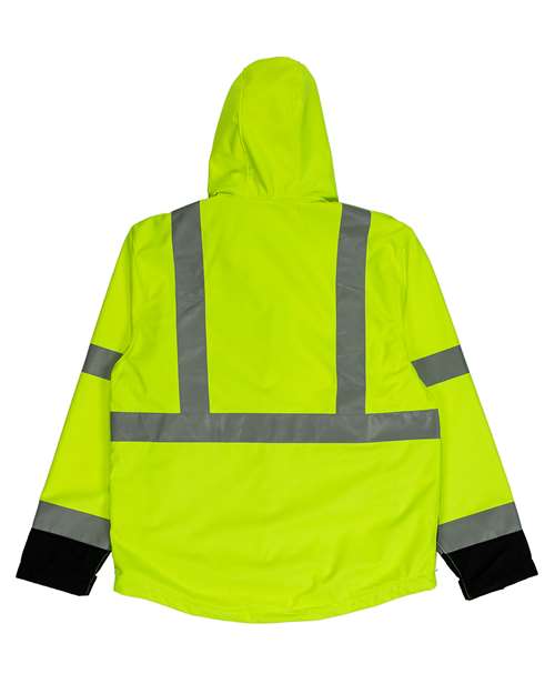 Berne Apparel Men's Hi-Vis Class 3 Hooded Soft Shell Jacket thumbnail 4