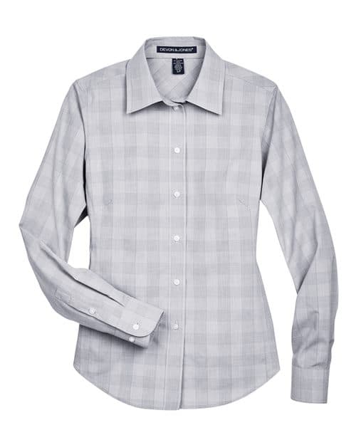 Devon & Jones Women's Crown Collection® Glen Plaid Woven Dress Shirt thumbnail 3