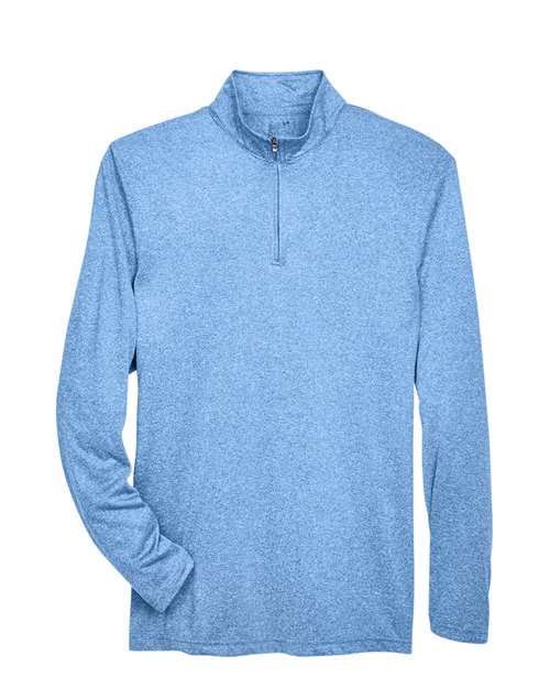 UltraClub Men's Cool & Dry Heathered Performance Quarter-Zip Pullover thumbnail 3