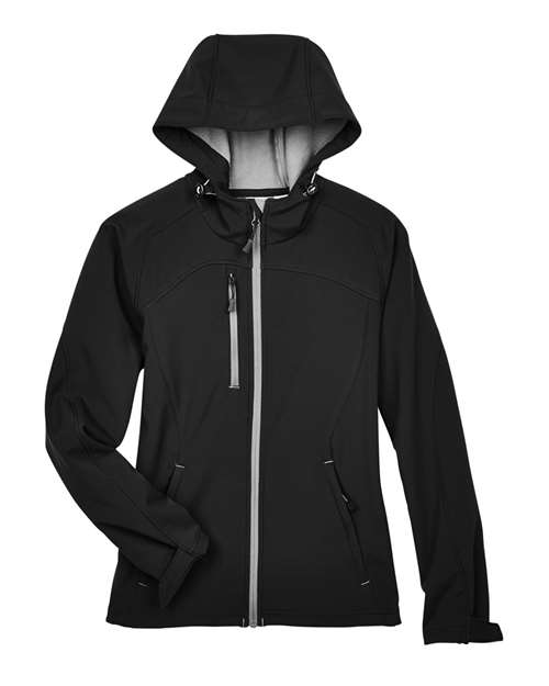 North End Women's Prospect Two-Layer Fleece Bonded Soft Shell Hooded Jacket thumbnail 3