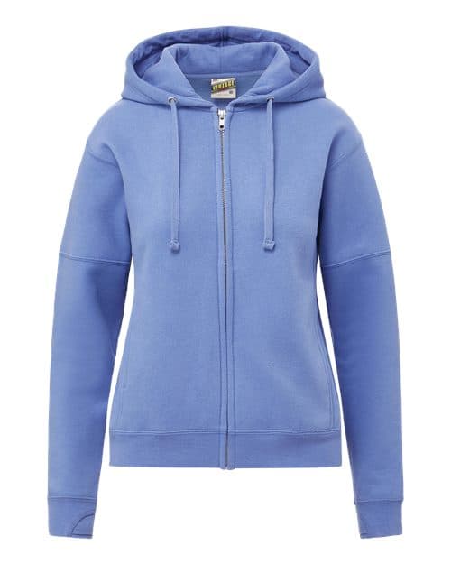 MV Sport Women's Vintage Fleece Hooded Full-Zip Sweatshirt thumbnail 2