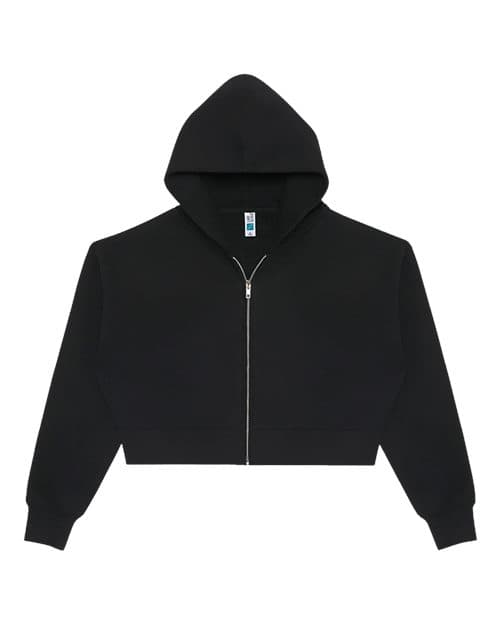Lane Seven Women's Relaxed Cropped Full-Zip Hoodie Sweatshirt thumbnail 3