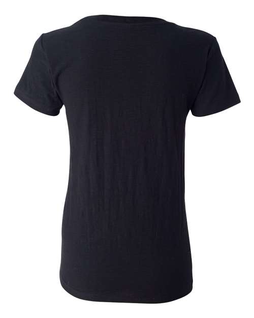 J. America Women's V-Neck Slub T-Shirt thumbnail 3