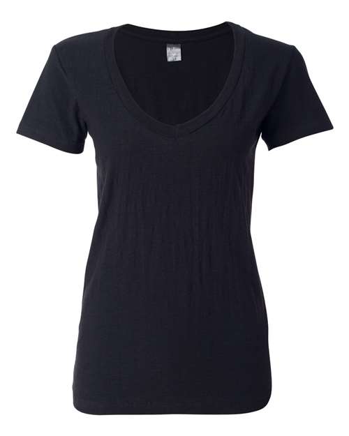 J. America Women's V-Neck Slub T-Shirt thumbnail 2