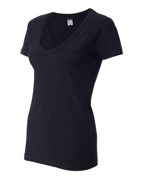 J. America Women's V-Neck Slub T-Shirt thumbnail 4