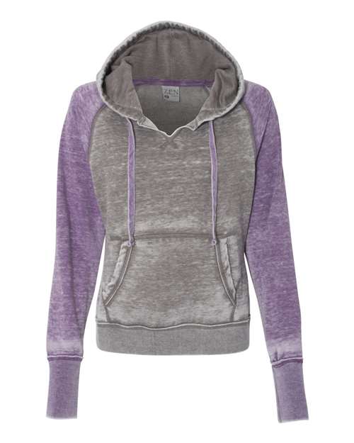 J. America Women's Zen Fleece Raglan Hooded Sweatshirt thumbnail 3