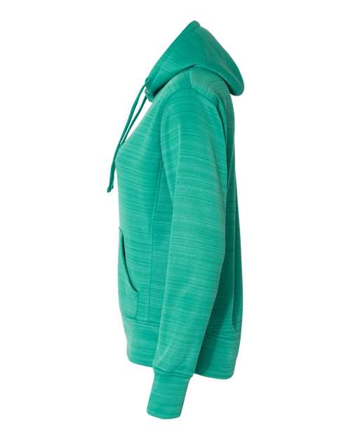 J. America Women's Odyssey Striped Performance Fleece Lapover Hooded Sweatshirt thumbnail 4