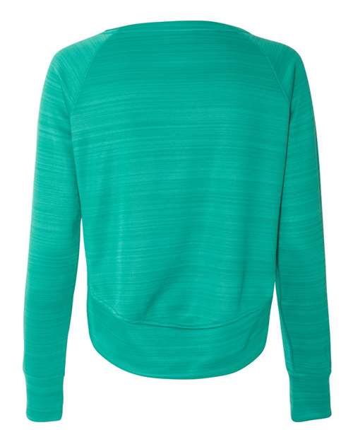J. America Women's Odyssey Striped Performance Fleece Hi-Low Crewneck Sweatshirt thumbnail 3