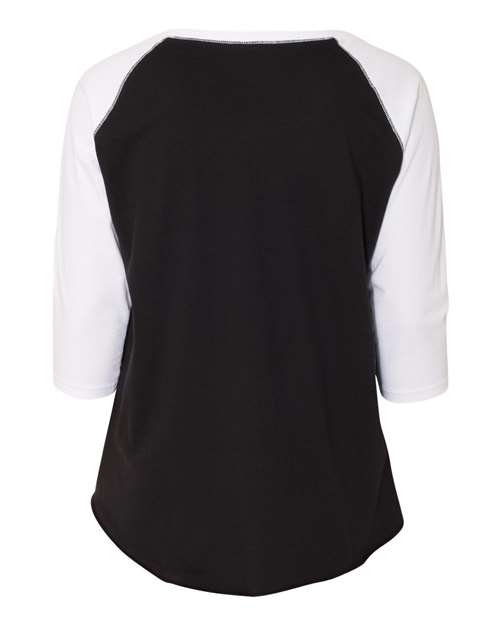 LAT Women's Curvy Collection Baseball Three-Quarter Sleeve Tee thumbnail 3