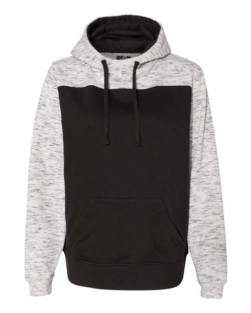 J. America Men's Mélange Fleece Colorblocked Hooded Sweatshirt thumbnail 3