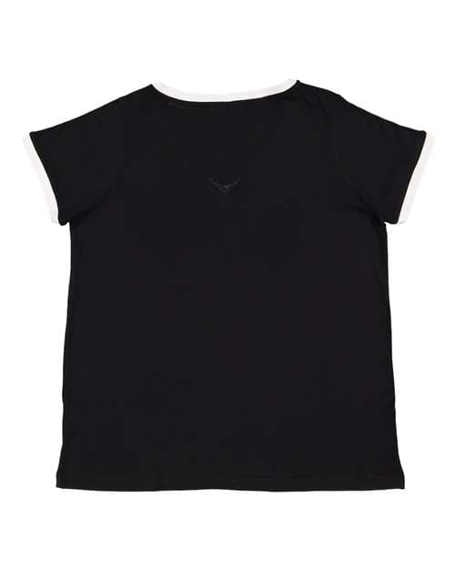 LAT Women's Curvy Retro Ringer Premium Jersey V-Neck Tee thumbnail 3