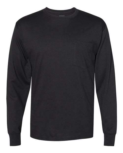 Hanes Unisex Workwear Long Sleeve Pocket T-Shirt thumbnail 3