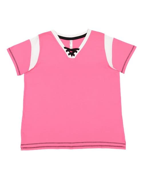 LAT Women's Curvy Lace Up Fine Jersey Tee thumbnail 2