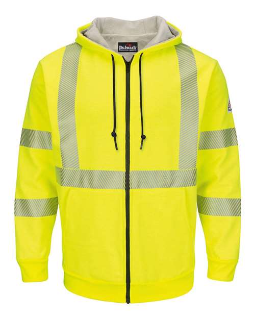 Bulwark Men's Hi-Visibility Zip-Front Hooded Fleece Sweatshirt with Waffle Lining thumbnail 2
