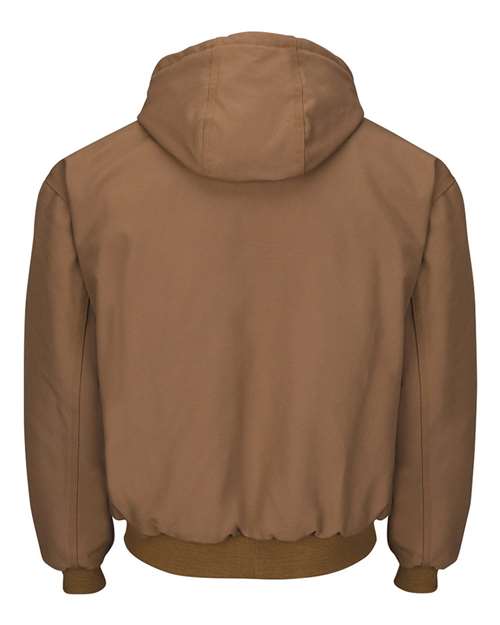 Bulwark Men's Insulated Brown Duck Hooded Jacket with Knit Trim thumbnail 3