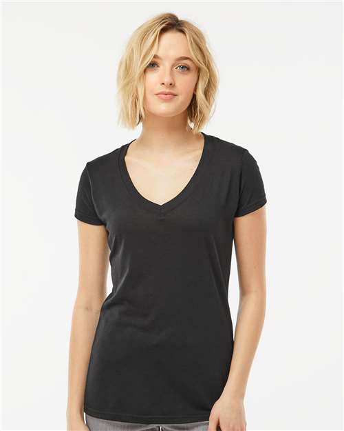 Tultex Women's Poly-Rich V-Neck T-Shirt thumbnail 2