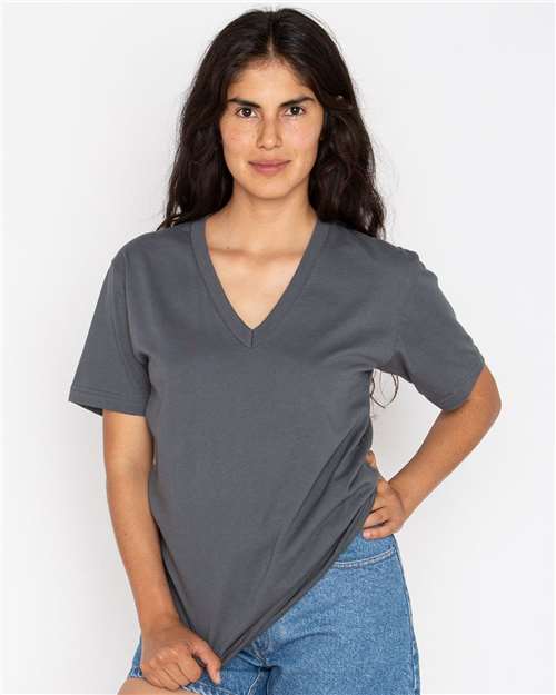Los Angeles Apparel Unisex USA-Made Fine Jersey V-Neck T-Shirt thumbnail 2