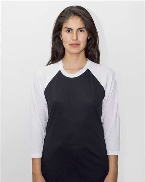Los Angeles Apparel Unisex USA-Made Three-Quarter Sleeve Raglan Baseball T-Shirt thumbnail 2