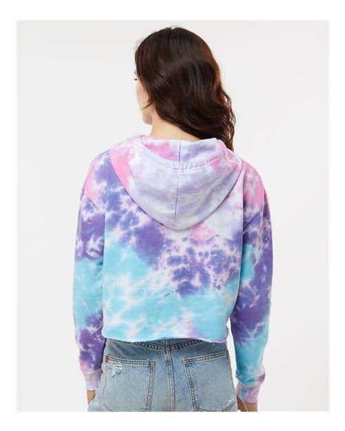 Colortone Women's Tie-Dyed Crop Hooded Sweatshirt thumbnail 5