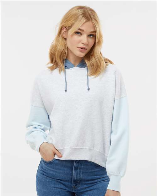 MV Sport Women's Sueded Fleece Colorblocked Crop Hooded Sweatshirt thumbnail 2