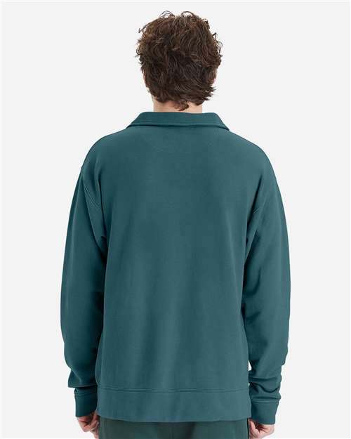ComfortWash by Hanes Unisex Garment-Dyed Polo Collar Sweatshirt thumbnail 3