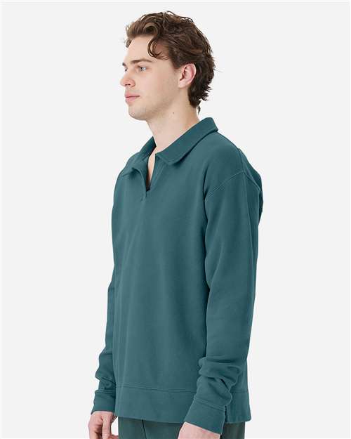 ComfortWash by Hanes Unisex Garment-Dyed Polo Collar Sweatshirt thumbnail 4