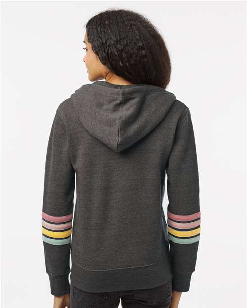 MV Sport Women's Striped Sleeves Full-Zip Hooded Sweatshirt thumbnail 5