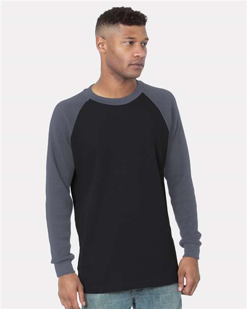 Bayside Men's USA-Made Heavyweight Waffle Knit Thermal Raglan T-Shirt thumbnail 2