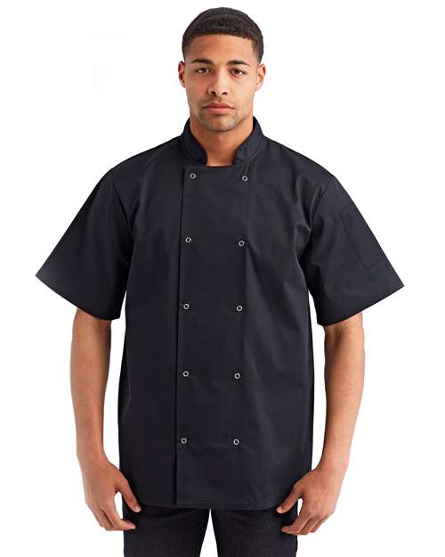 Artisan Collection by Reprime Unisex Ten Studded Front Short Sleeve Chef Coat thumbnail 2