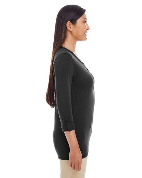 Devon & Jones Women's Perfect Fit™ Y-Placket Convertible Sleeve Knit Top thumbnail 4
