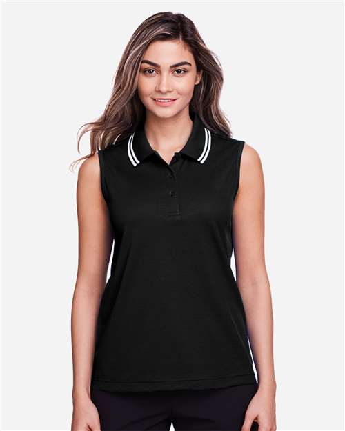 Devon & Jones Women's CrownLux Performance® Plaited Tipped Sleeveless Polo thumbnail 2
