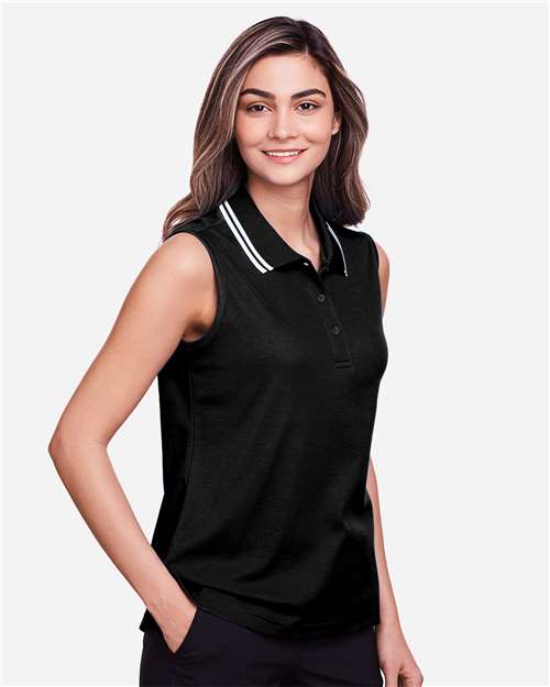 Devon & Jones Women's CrownLux Performance® Plaited Tipped Sleeveless Polo thumbnail 6