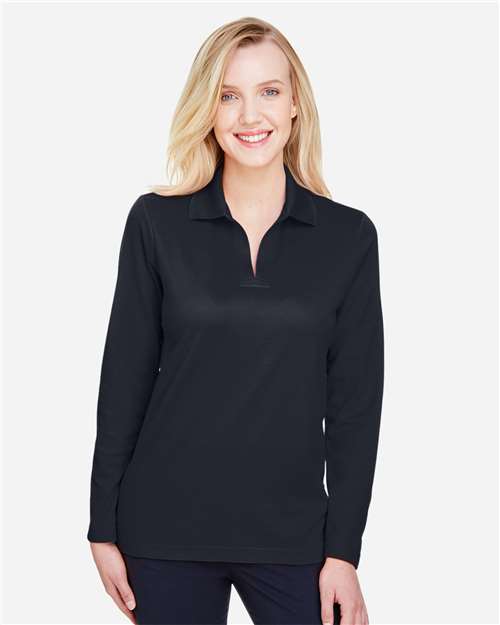 Devon & Jones Women's CrownLux Performance® Plaited Long Sleeve Polo thumbnail 2