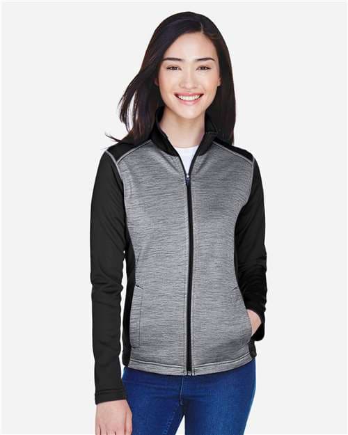 Devon & Jones Women's Newbury Colorblock Mélange Fleece Full-Zip Jacket thumbnail 2
