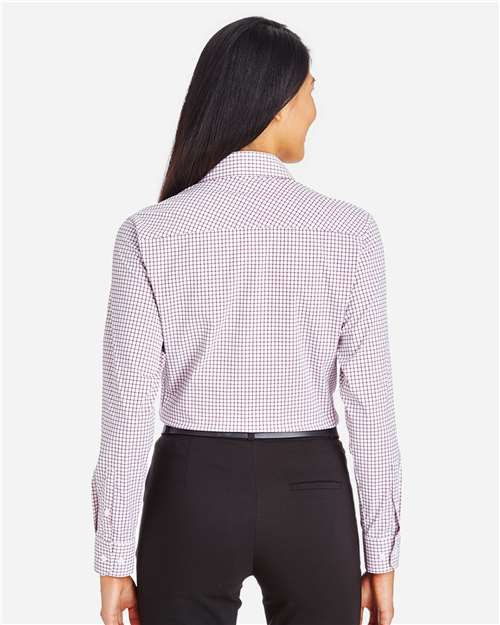 Devon & Jones Women's CrownLux Performance® Micro Windowpane Woven Dress Shirt thumbnail 4