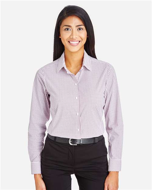 Devon & Jones Women's CrownLux Performance® Micro Windowpane Woven Dress Shirt thumbnail 2