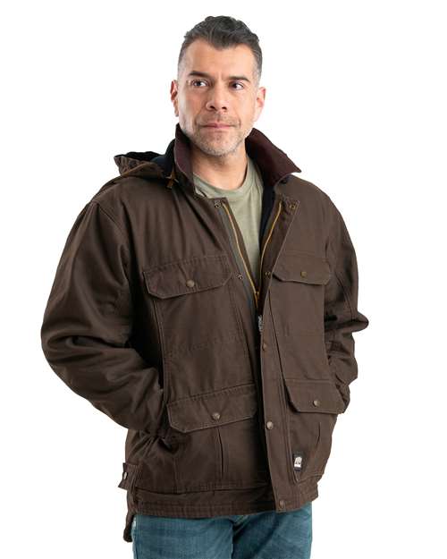 Berne Apparel Men's Heartland Washed Duck Zip-Off Hooded Coat thumbnail 4