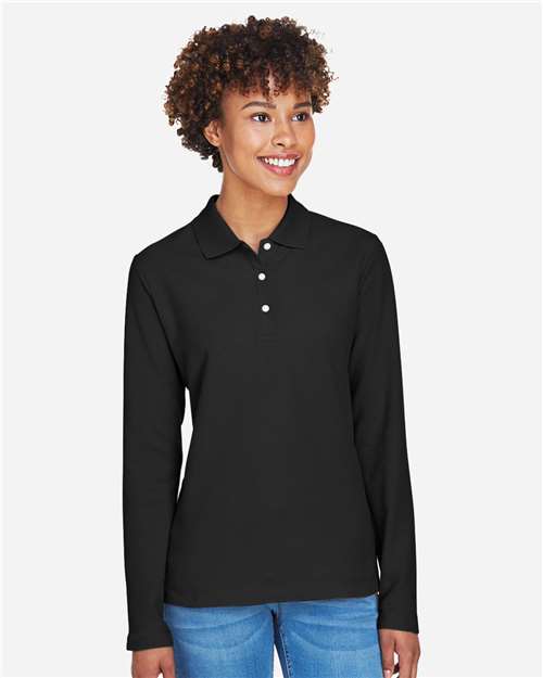 Devon & Jones Women's Pima Piqué Long Sleeve Polo thumbnail 2